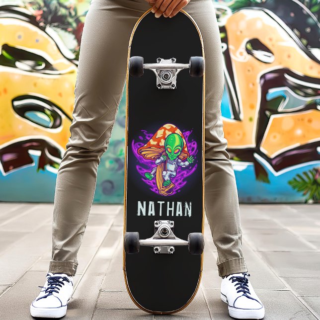 Trippy Alien Mushroom Personlig Namn Mini Skateboard Bräda 18,5 Cm (Skapare uppladdad)