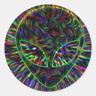 trippy alien Sticker Runt Klistermärke