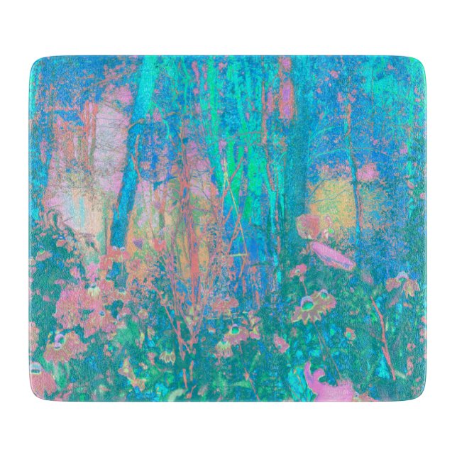 Trippy Aqua Sunrise med Psychedelic Flowers (Framsidan)