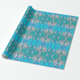 Trippy Aqua Sunrise med Psychedelic Flowers Presentpapper