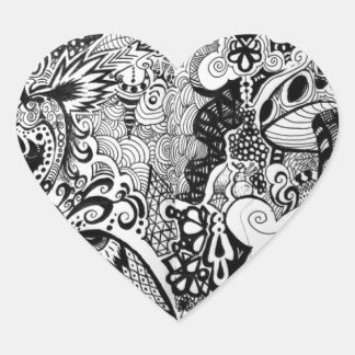 Trippy Art Design Hjärtformat Klistermärke