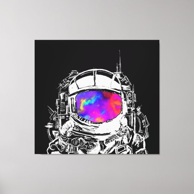 Trippy Astronaut Helmet Canvastryck (Framsida)