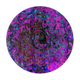 Trippy Black and Magenta Retro Liquid Swirl