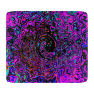 Trippy Black and Magenta Retro Liquid Swirl