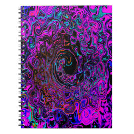 Trippy Black and Magenta Retro Liquid Swirl Anteckningsbok