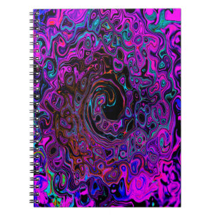 Trippy Black and Magenta Retro Liquid Swirl Anteckningsbok