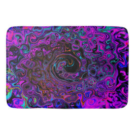 Trippy Black and Magenta Retro Liquid Swirl Badrumsmatta