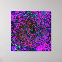 Trippy Black and Magenta Retro Liquid Swirl Canvastryck