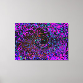 Trippy Black and Magenta Retro Liquid Swirl Canvastryck