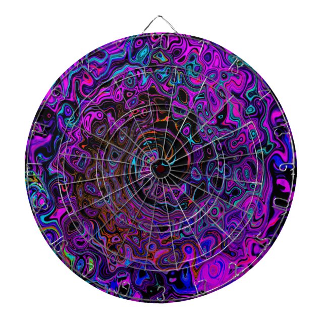 Trippy Black and Magenta Retro Liquid Swirl Darttavla (Framsidan)