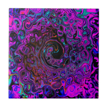 Trippy Black and Magenta Retro Liquid Swirl