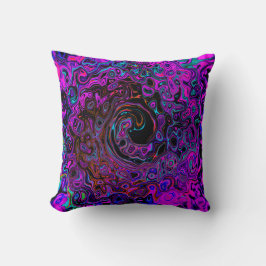 Trippy Black and Magenta Retro Liquid Swirl Kudde