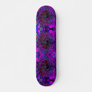 Trippy Black and Magenta Retro Liquid Swirl Mini Skateboard Bräda 18,5 Cm