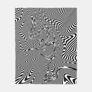 Trippy Black and White Abstrakt Mönster Fleecefilt