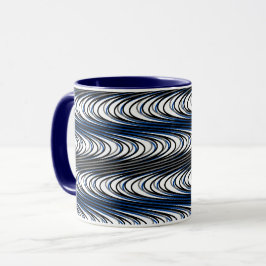 Trippy Black Navy Blue Vågigt Rand Abstrakt Coola Mugg