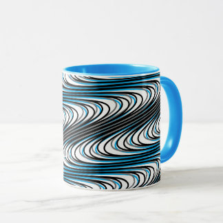 Trippy Black White Blue Vågigt Rand Abstrakt Coola Mugg