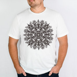 Trippy black-white coola psychedelic mandala t shirt