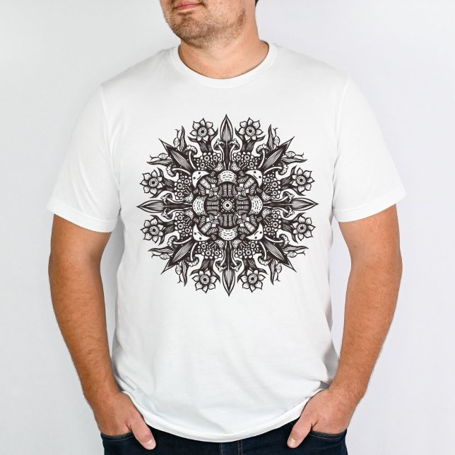 Trippy black-white coola psychedelic mandala t shirt (Skapare uppladdad)