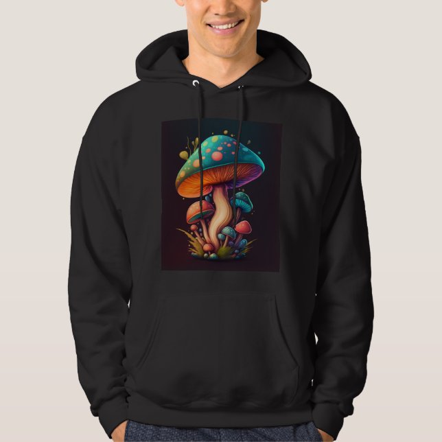 Trippy Blue Amanita Muscaria mushroom Hoody Hoodie (Framsida)