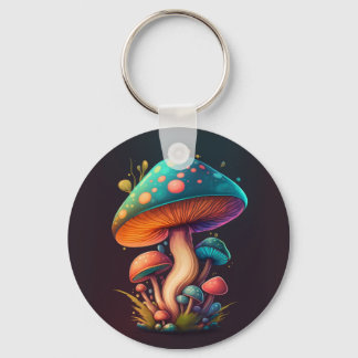 Trippy Blue Amanita Muscaria mushroom Keychain Nyckelring