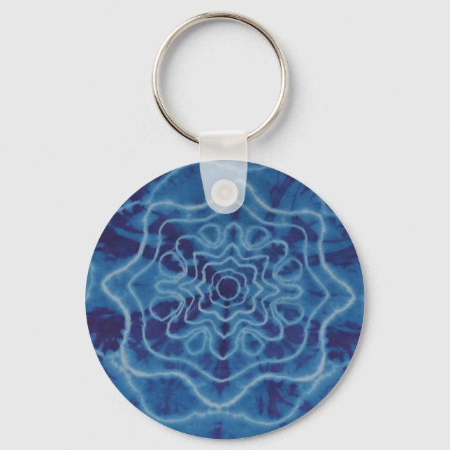 Trippy Blue Star Tie Dye Nyckelring (Framsida)