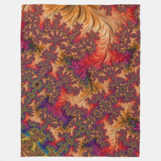 Trippy Bright Dazzling Branching Abstrakt Fractal Fleecefilt (Framsidan)