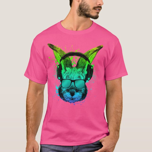 Trippy Bunny Shirt Dj Ravers Edm Techno Psychedeli T (Framsida)