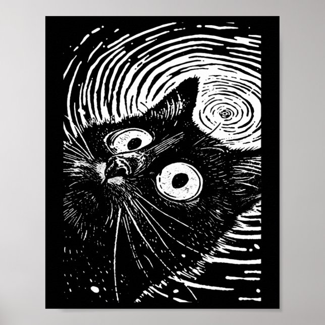 Trippy Cat Pastel Goth Gothic Grunge Alt Punk Weir Poster (Framsidan)