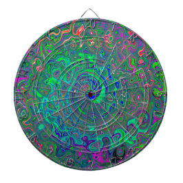 Trippy Chartreuse och Blue Retro Liquid Swirl Darttavla