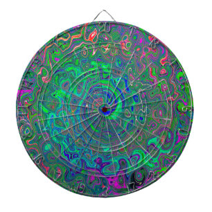 Trippy Chartreuse och Blue Retro Liquid Swirl Darttavla