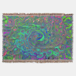 Trippy Chartreuse och Blue Retro Liquid Swirl Filt