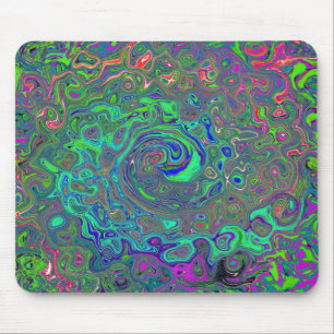 Trippy Chartreuse och Blue Retro Liquid Swirl Musmatta