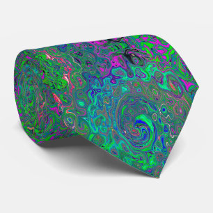 Trippy Chartreuse och Blue Retro Liquid Swirl Slips