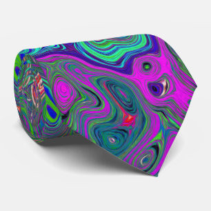 Trippy Chartreuse och Blue Retro Liquid Swirl Slips