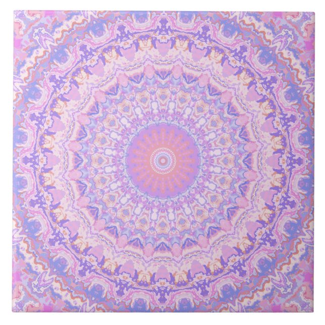 Trippy Colorful Intricate Boho Hippie Mandala Kakelplatta (Framsidan)