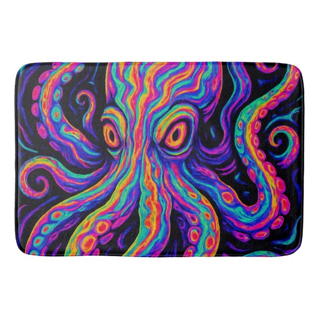 Trippy Colorful Octopus Badrumsmatta (Framsidan)