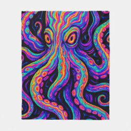 Trippy Colorful Octopus Fleecefilt