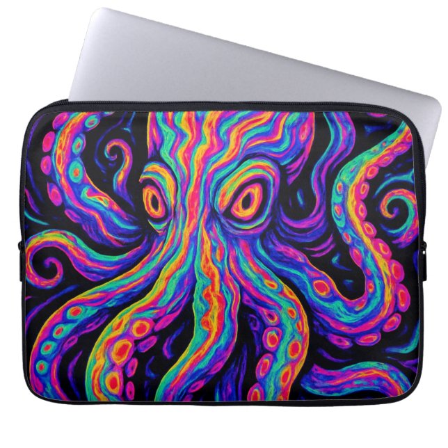 Trippy Colorful Octopus Laptop Fodral (Framsidan)