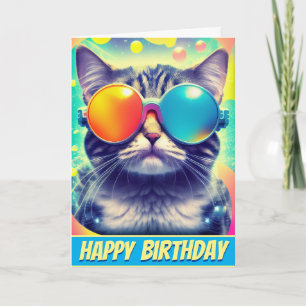 Trippy Coola Psychedelic Acid Resa Cat Kort