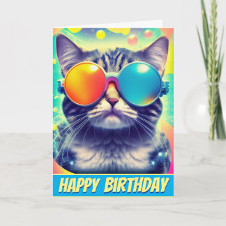 Trippy Coola Psychedelic Acid Resa Cat Kort