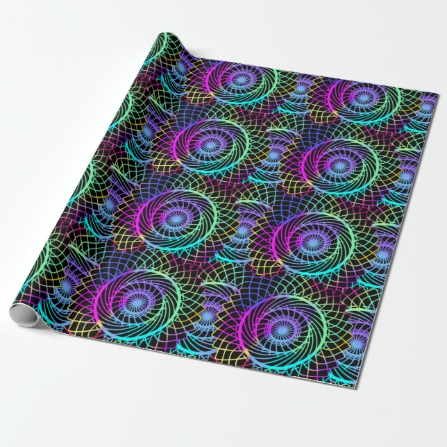 Trippy Crazy Colorful Circle Mind Mandala Presentpapper (Utrullad)