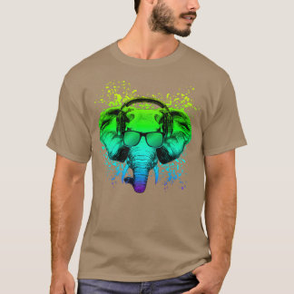 Trippy DJ Gift for Ravers Techno House Elephant T Shirt