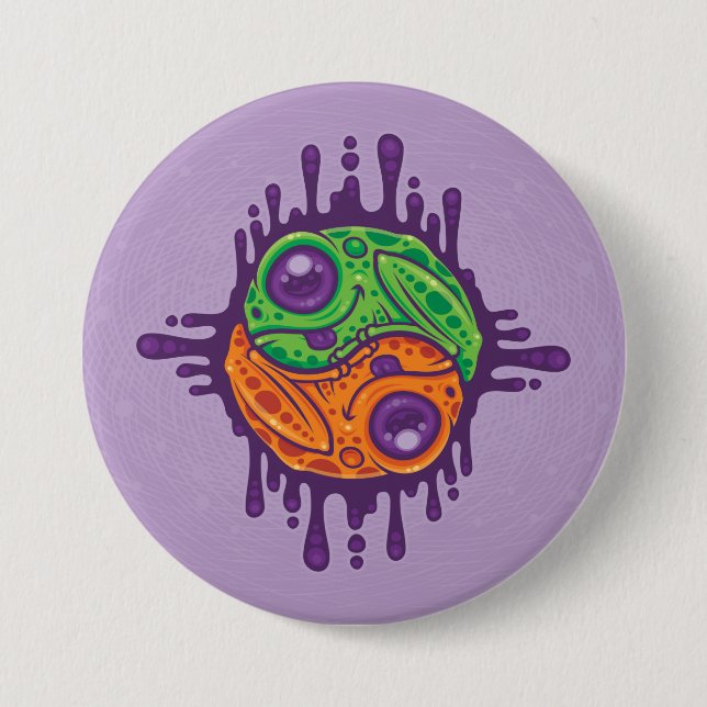 Trippy Drippy Frog Yin Yang Knapp (Framsida)