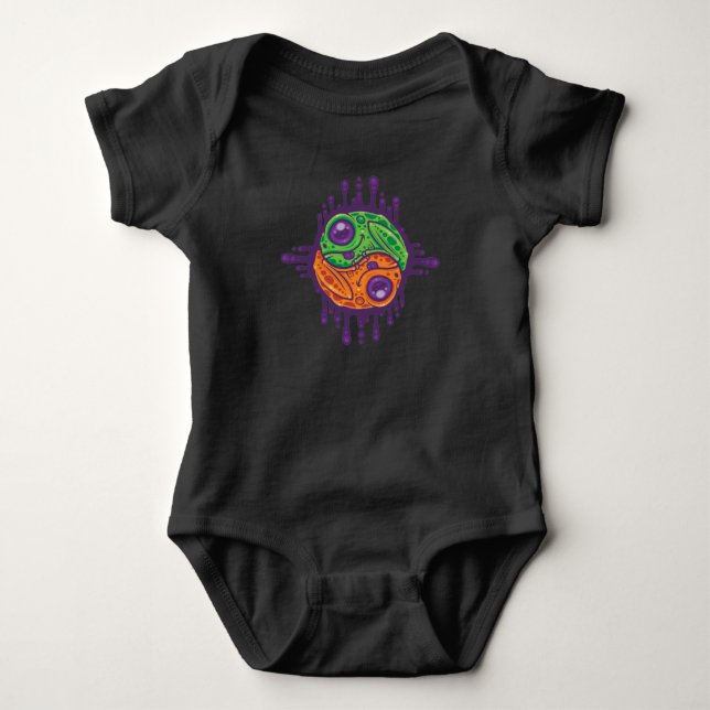 Trippy Drippy Frog Yin Yang T Shirt (Framsida)