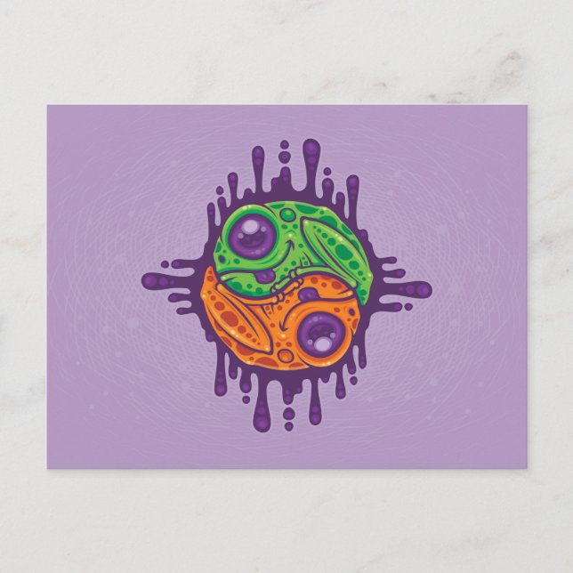 Trippy Drippy Groda Yin Yang Vykort (Framsida)