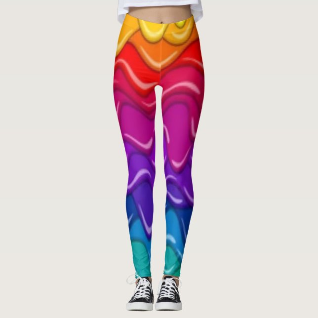 Trippy Drippy Rainbow Pride Leggings (Framsida)