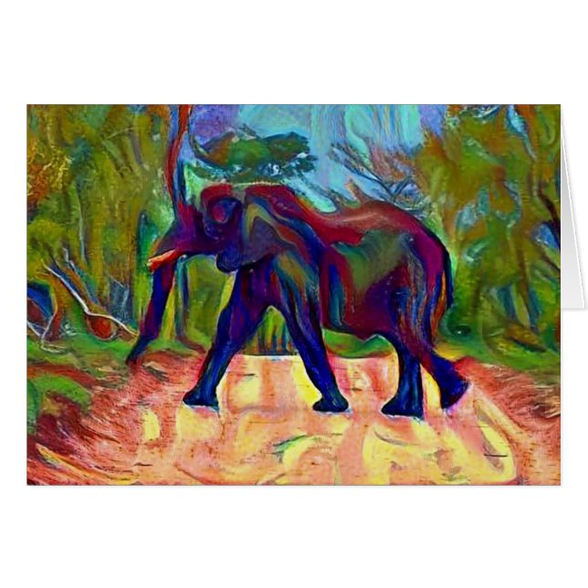 Trippy elefant hälsningskort (Framsidan Horizontal)
