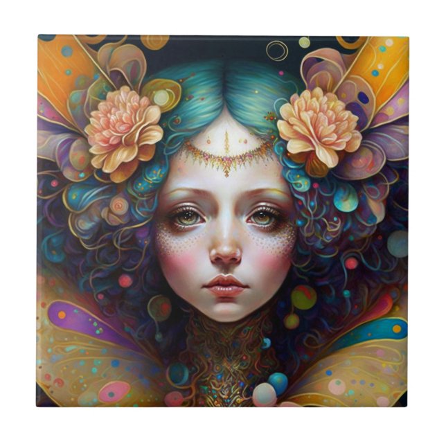Trippy Fairy Fantasy Art Kakelplatta (Framsidan)