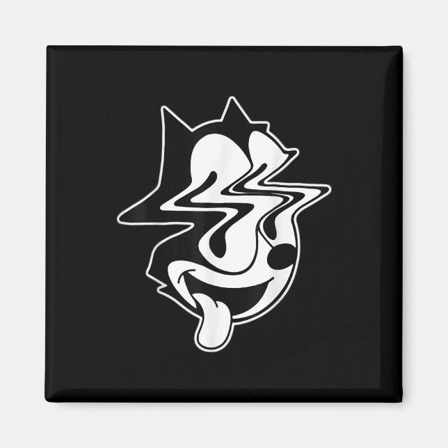 Trippy Felix Cat Blackwork Magnet (Framsidan)