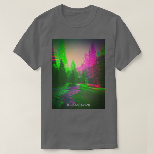 Trippy Forest Psychedelic Nature Mountain Stream H T Shirt (Design framsida)